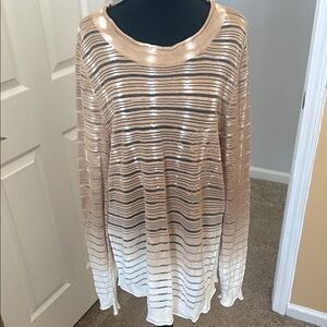 New Directions Beige and White Striped Women's Hoodie